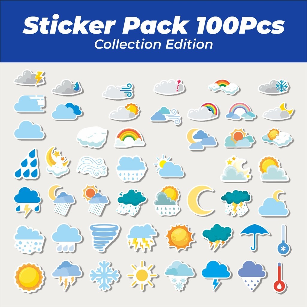 

Hot Stiker Weather [Cuaca] Lucu Anti Air Stikers Berperekat Waterproof Sticker Decal Buat Motor Helm Buku Journal Koper Casing HP Laptop Botol Minum
