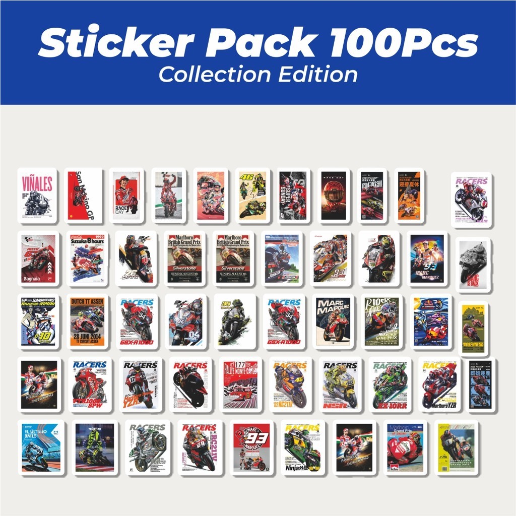 

Hot Stiker Motor GP Lucu Anti Air Stikers Berperekat Waterproof Sticker Decal Buat Motor Helm Buku Journal Koper Casing HP Laptop Botol Minum