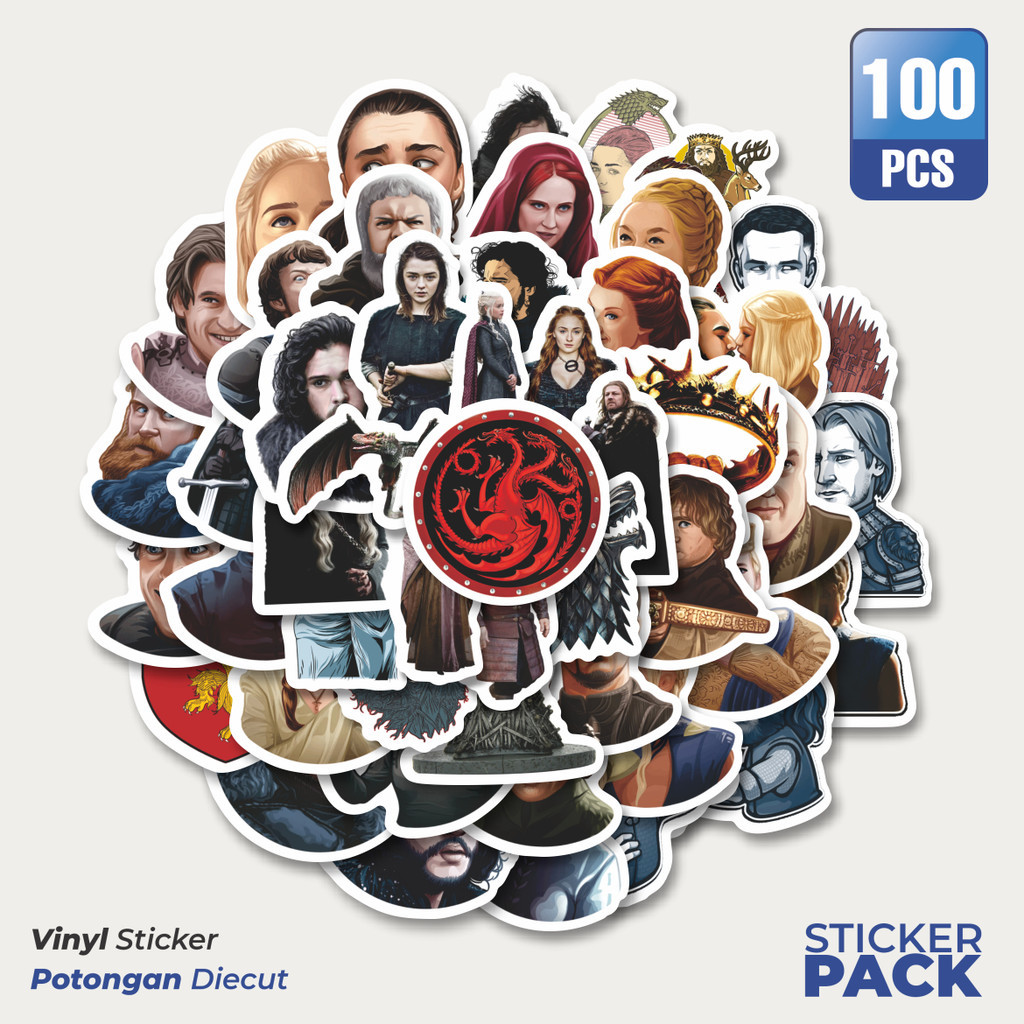 

100 PCS STIKER Game Of Throne Waterproof Aesthetic- Untuk Laptop, Motor, dan Helm - Paper Stationery Pack