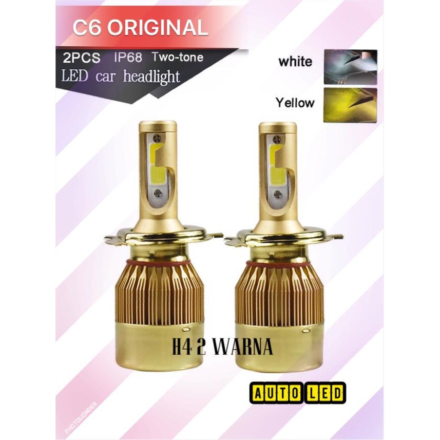 Lampu Led Mobil H4 2 Warna Putih Kuning A00241