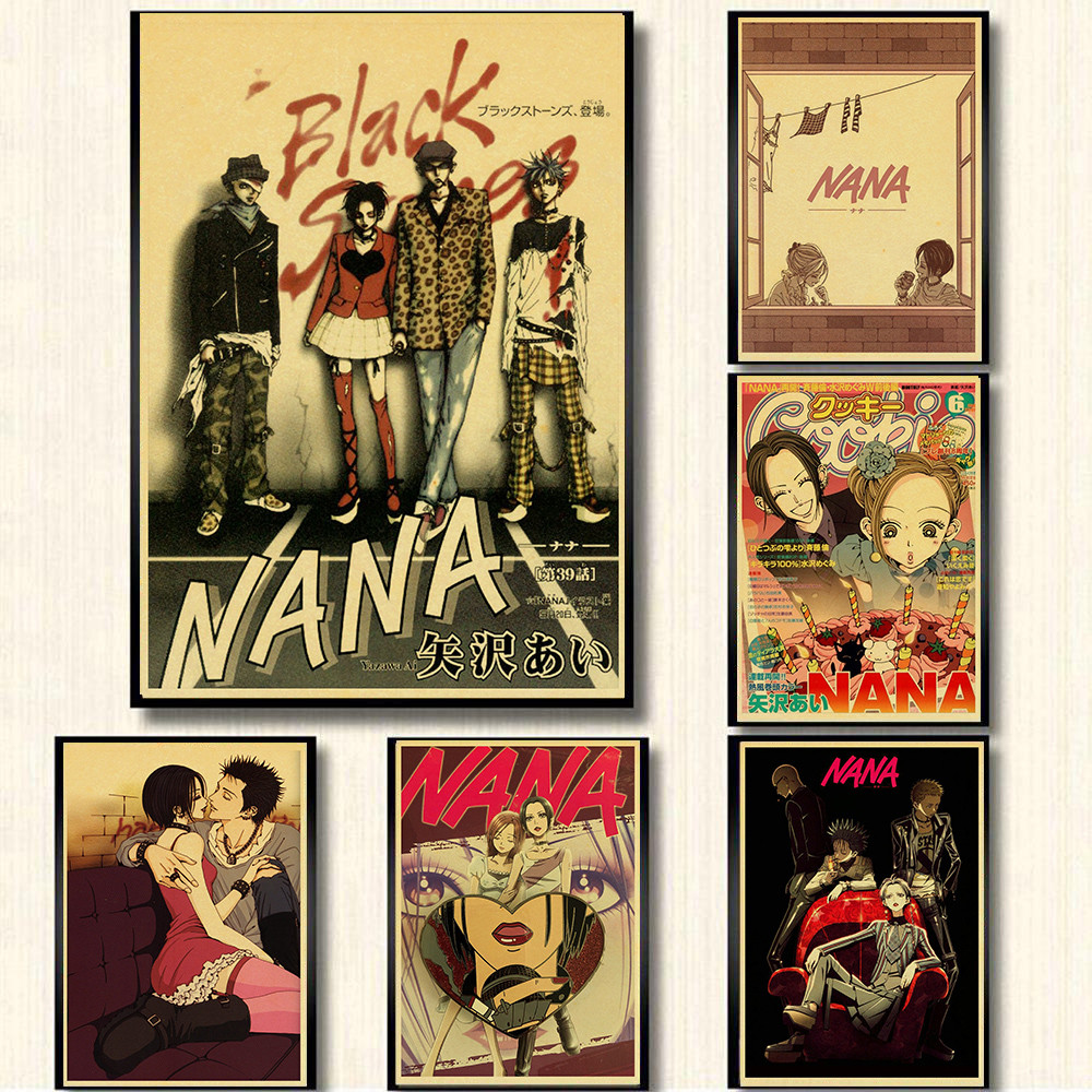 

Japan Anime NANA Posters Retro Kraft Paper Sticker Poster 2021 Arrivals Bar Cafe Decor Nostalgia Gift Funny Prints Wall Painting