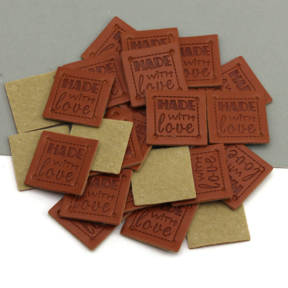 

25*25mm Hand Made Labels Butterfly Tags Handmade Leather Labels for Needlework Hats Bags Scarfs Sewing Accessories 20pcs