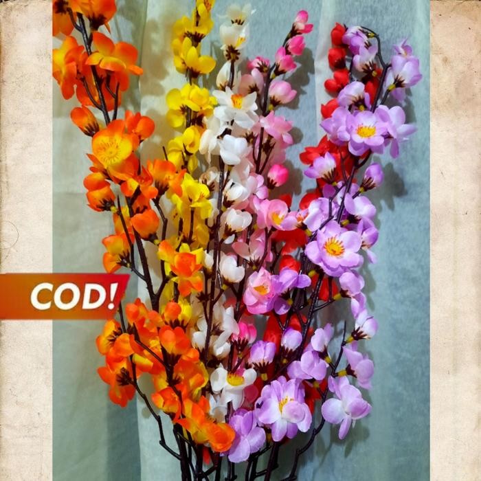 Promo Bunga Sakura Plastik / Bunga Plastik / Sakura Artificial - Merah terlaris