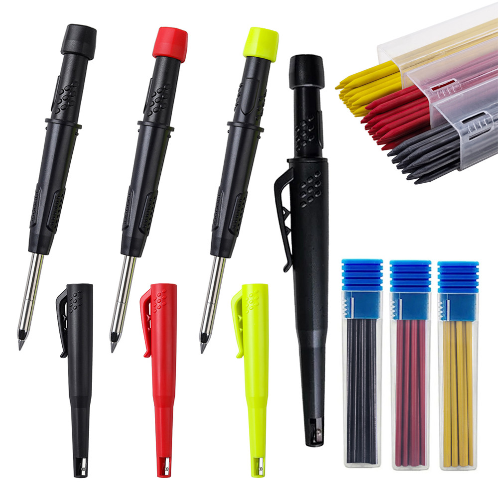 

Solid Carpenter Pencil Set with Sharpener Woodworking Tools Mechanical Pencil Carpentry Marking Construction Job Tool
