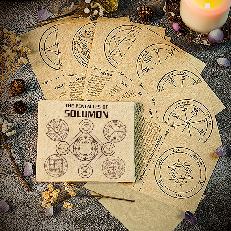 

46 Pcs/Set Magic Page Writing Paper Solomon Seal Paper Solomon Pentacle Printed Writing Paper Blank Paper for Postcard Witchcraf