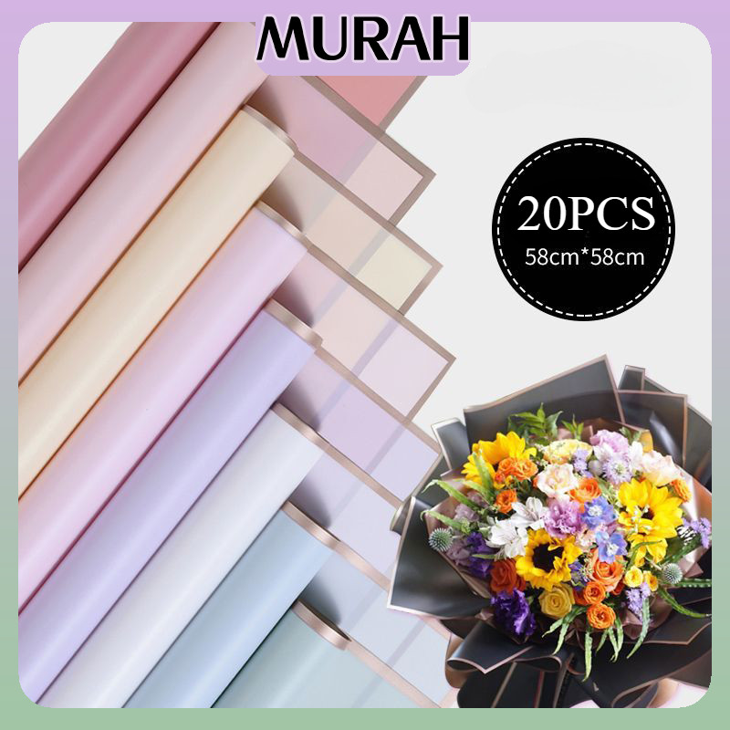 

20 Lembar Flower Wrapping Paper Cellophane Rose Gold Frame Border Kertas Buket Bunga Flower
