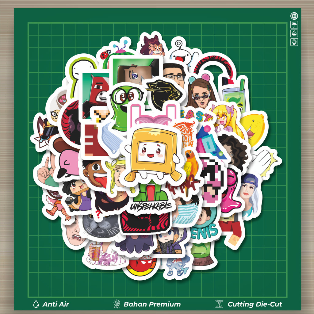 

HOT 50 PCS STIKER Stiker Kartun Youtuber Anak Stiker Dekorasi Lucu Kreatif untuk Notebook, Skateboard, HP