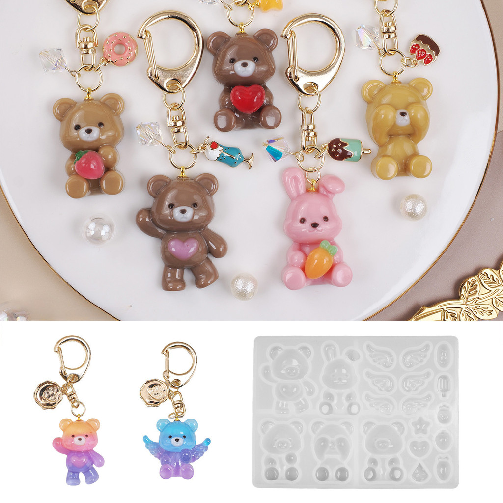 

DIY Bear Rabbit Keychain Silicone Mold Resin Molds Jewelry Accessories