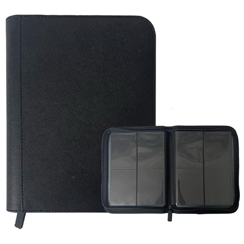 

4 Pocket Zipper Card Binder, 160 Trading Card Holder Book, Premium PU Cover Zip Binder for Cards, Durable Side Loading Card