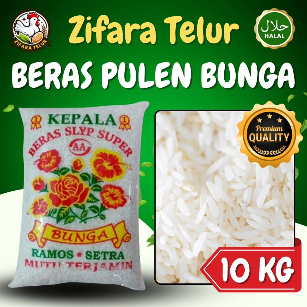 

Zifara Telur - 10 KG Beras Pulen Cap Bunga Ramos Setra new