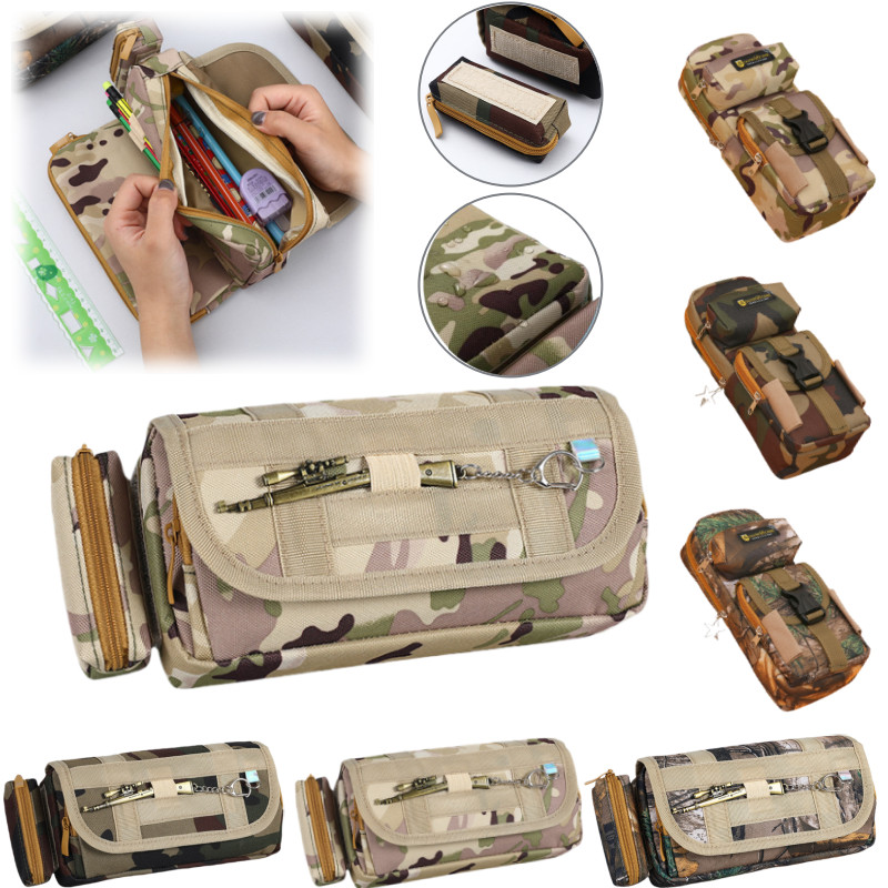 

Camouflage Pencil Case Large Capacity Camouflage Canvas Pencil Bag Multifunctional Zipper Pencil Case Office Supplies Stationery
