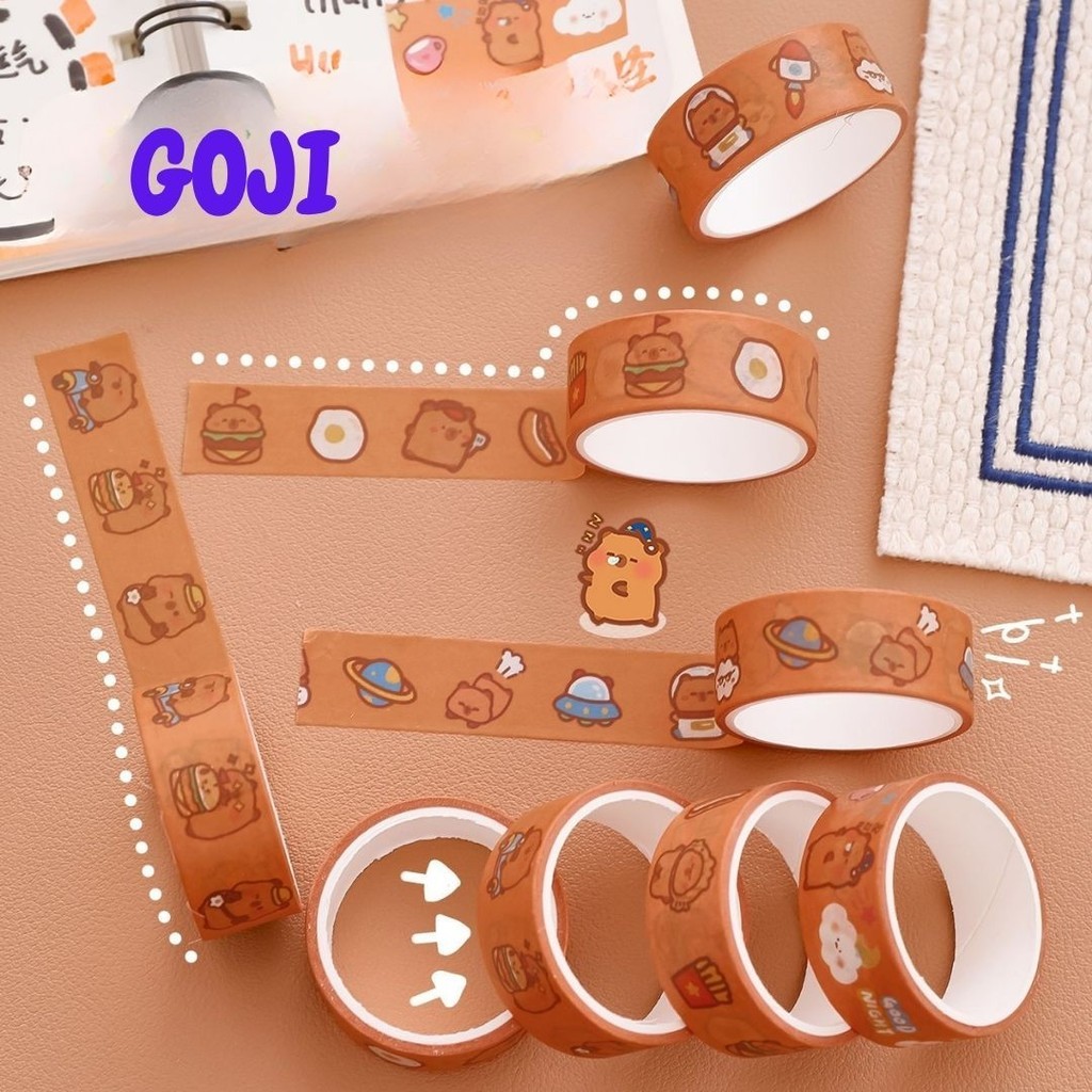 

GOJI Isolasi Masking Roll Washi Tape 20cm Selotip Karakter Panda Capybara Lucu Character Cute DIY Scrapbook Dekorasi MO