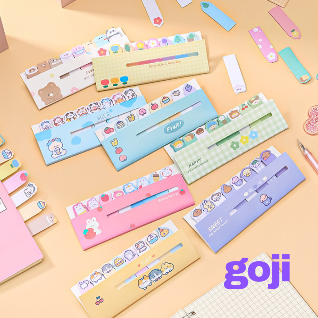 

GOJI Sticky Notes 8 in 1 Isi 120 Lembar Penanda Halaman Buku Lucu Motif Kartun Berwarna Full Color Stick Note Memo MO