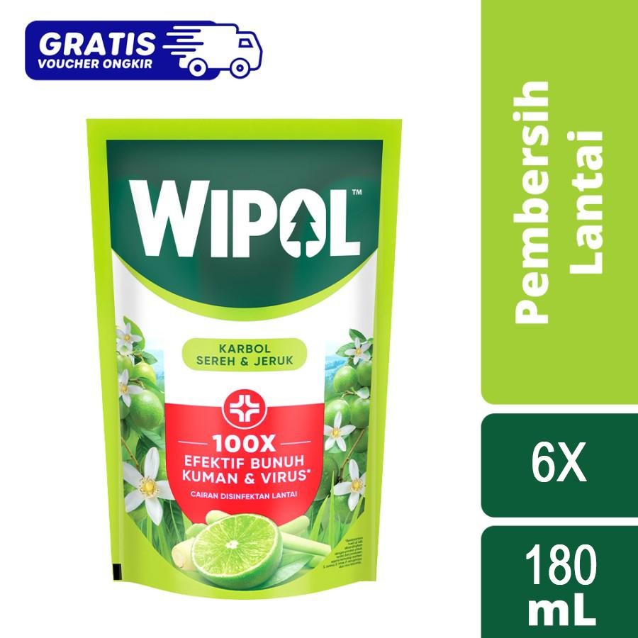 (PAKET HEMAT ISI 6) Wipol Pembersih kerak Lantai Sereh&Jeruk Disinfektan Karbol Sereh 200 ML WIPOL 5