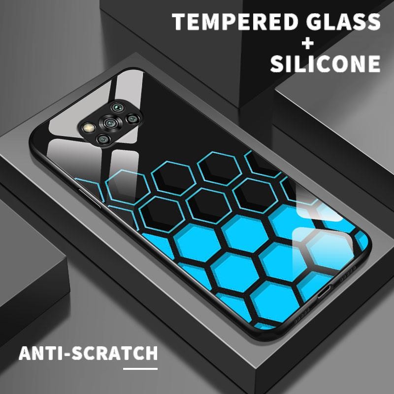 Kaca Glass Case For Poco X3 Pro X5 5G C31 C55 C65 M2 M3 M4 M5s M6 Pro 4G Artistic Simple Esports Hiv