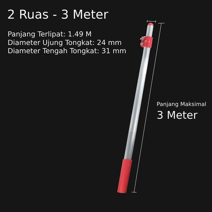 READY- Set Egrek Teleskopik + Klem Aluminium | Pipa Galah Tongkat Teleskopik Pole Pipa Egrek Pohon K