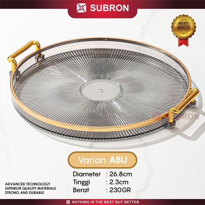 SUBRON Nampan Plastik Bulat Kotak Persegi Aesthetic Transparan Tray - ABU