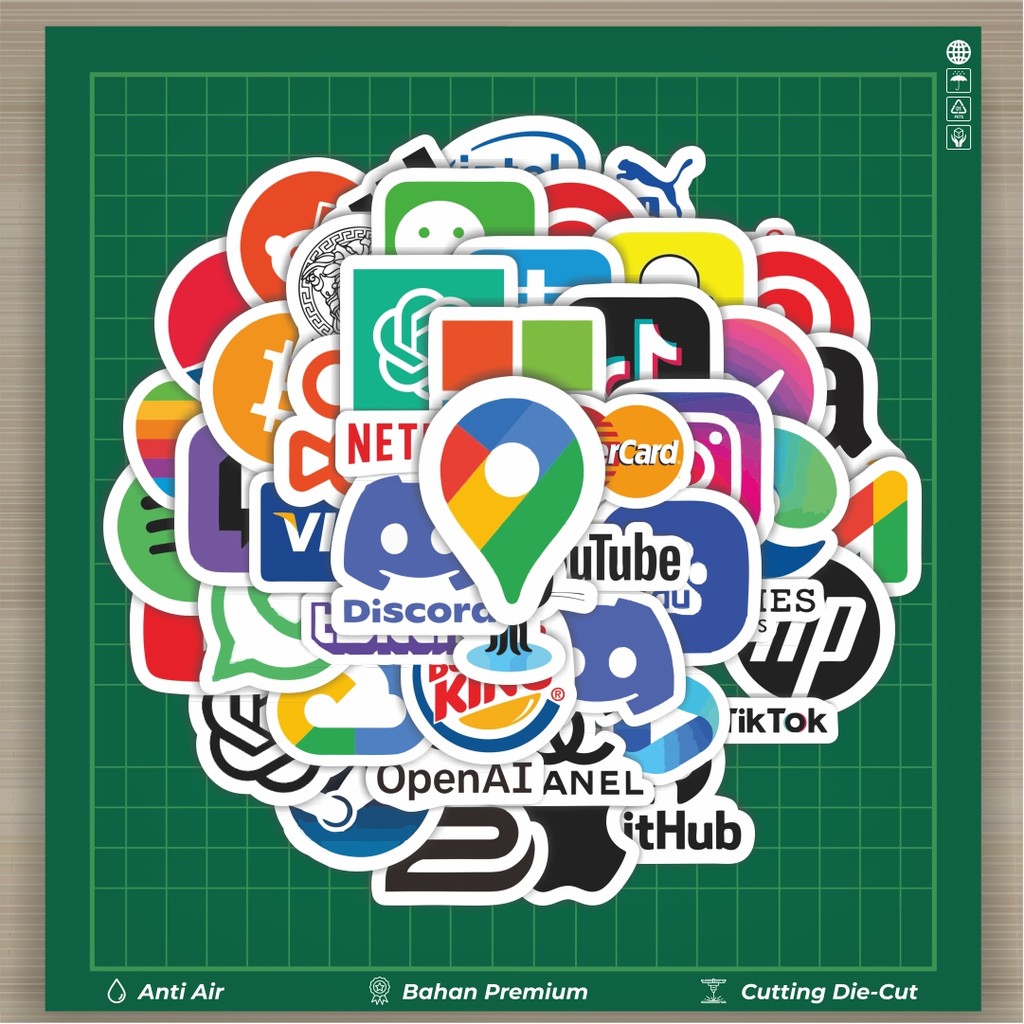 

HOT 50 PCS STIKER Stiker Logo Aplikasi Klasik Stiker Fashion Cars Decal Dingin Kartu Album Custom Vinyl Anti Air- Sticker Aesthetic Buku Journal Koper Casing HP Tablet Laptop Helm Motor Botol Minum