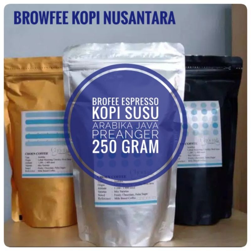 

Browfee Espresso Kopi Susu Base Arabika West Java 250 Gram