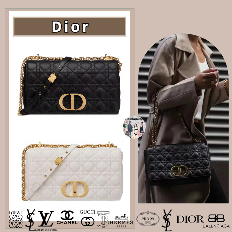 Dior / Seri Checkered / Tali Bahu yang Dapat Disesuaikan / Besar / Vellum / Saku dengan Pegangan / T
