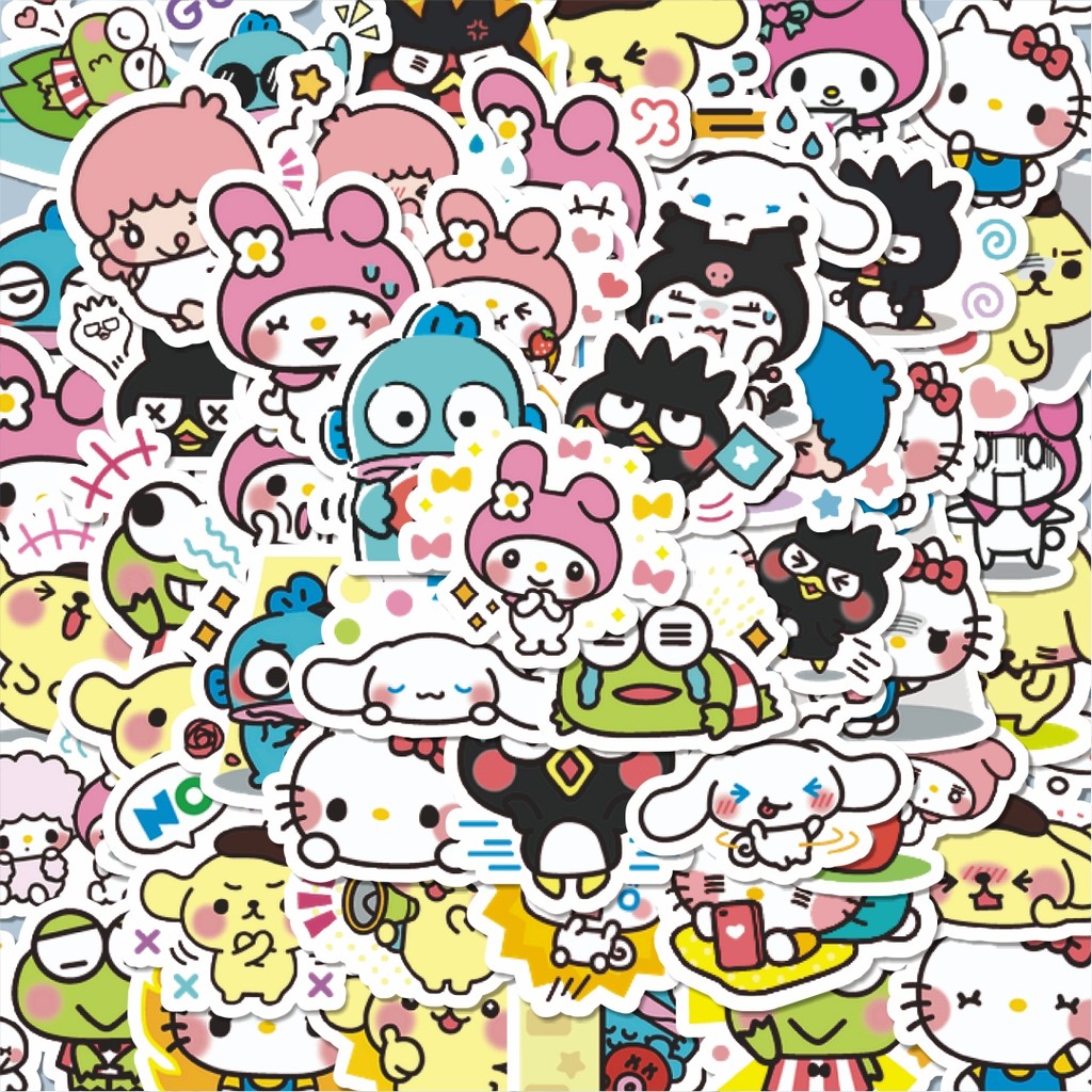 

100PCS Lucu Stiker Sanrio Cartoon Stiker Aesthetic Stiker Anti Air Stikers Berperekat Waterproof sticker decal buat Motor Helm Buku Journal Koper Casing HP Laptop Botol Minum Hadiah anak