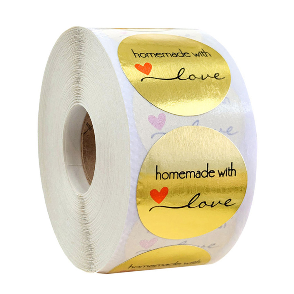 

Round Gold Homemade With Love' Stickers Seal Labels Scrapbooking Stationery Stickers Handemade Food Seal Stickers 100-500pcs