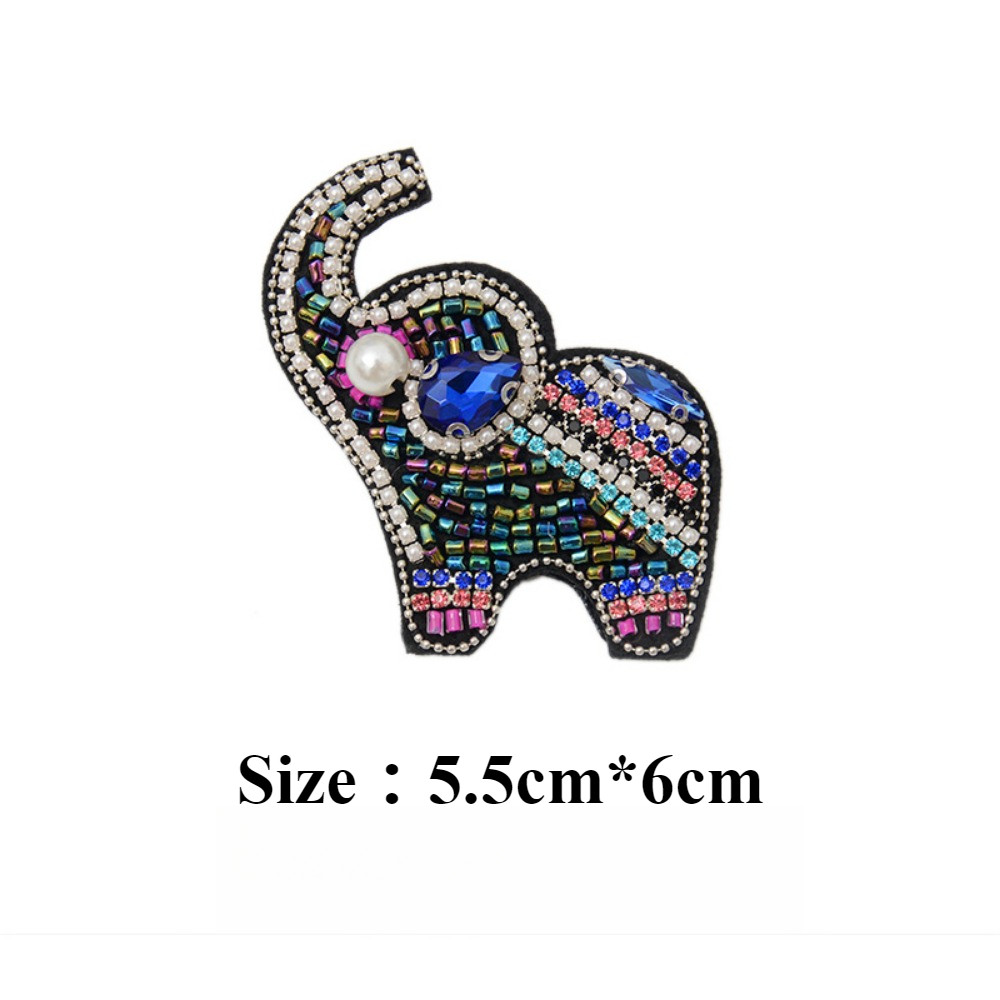 

French Handmade Beaded Embroidered Elephant Bee Crab Cloth Sticker Women's Accessories High-end Headgear Decoration Creative