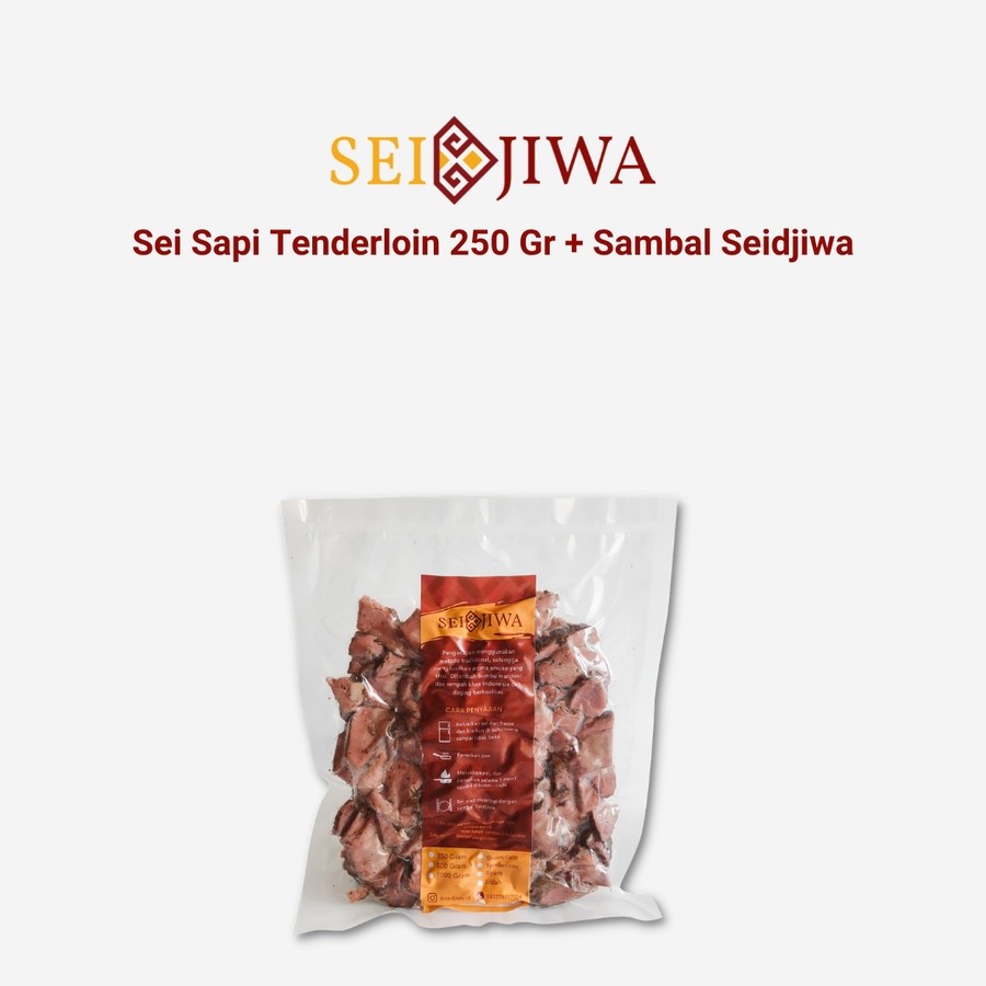 

Sei Sapi Tenderloin ( Tanpa Lemak ) 250 Gram + Sambal Seidjiwa