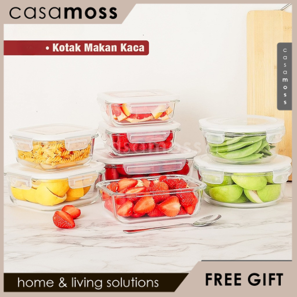 Lunch Box Kotak Penyimpanan Makan Bahan Kaca Microwave Oven Safe Bersekat /Lunch box estetik/lunch b