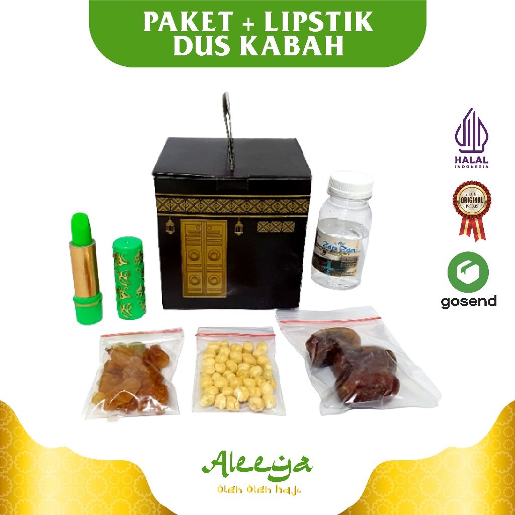 

paket hemat dus Ka'bah oleh-oleh haji dan umrah + lipstik arab