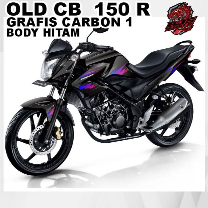 Stiker Old CB 150 r v2 CB150r Lama carbon 1 body gelap ( hitam )