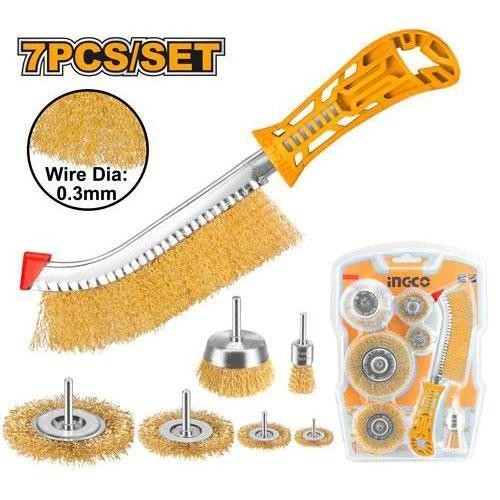 Ingco WB10071 Wire Cup Wheels Brush Set 7 Pcs Sikat Kawat Kuningan Sikat Kawat