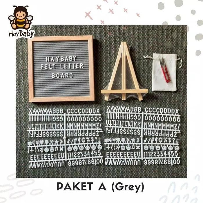 

FELT LETTER BOARD Set Lengkap/papan Nama Bayi. READY STOCK - Abu-abu
