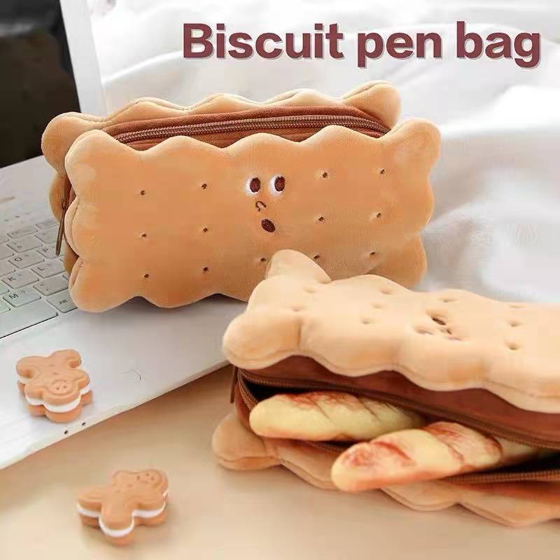 

Tempat Pensil Biskuit Lucu Kotak Pensil Biscuit Pen Bag Cracker Tas Alat Tulis Sandwich