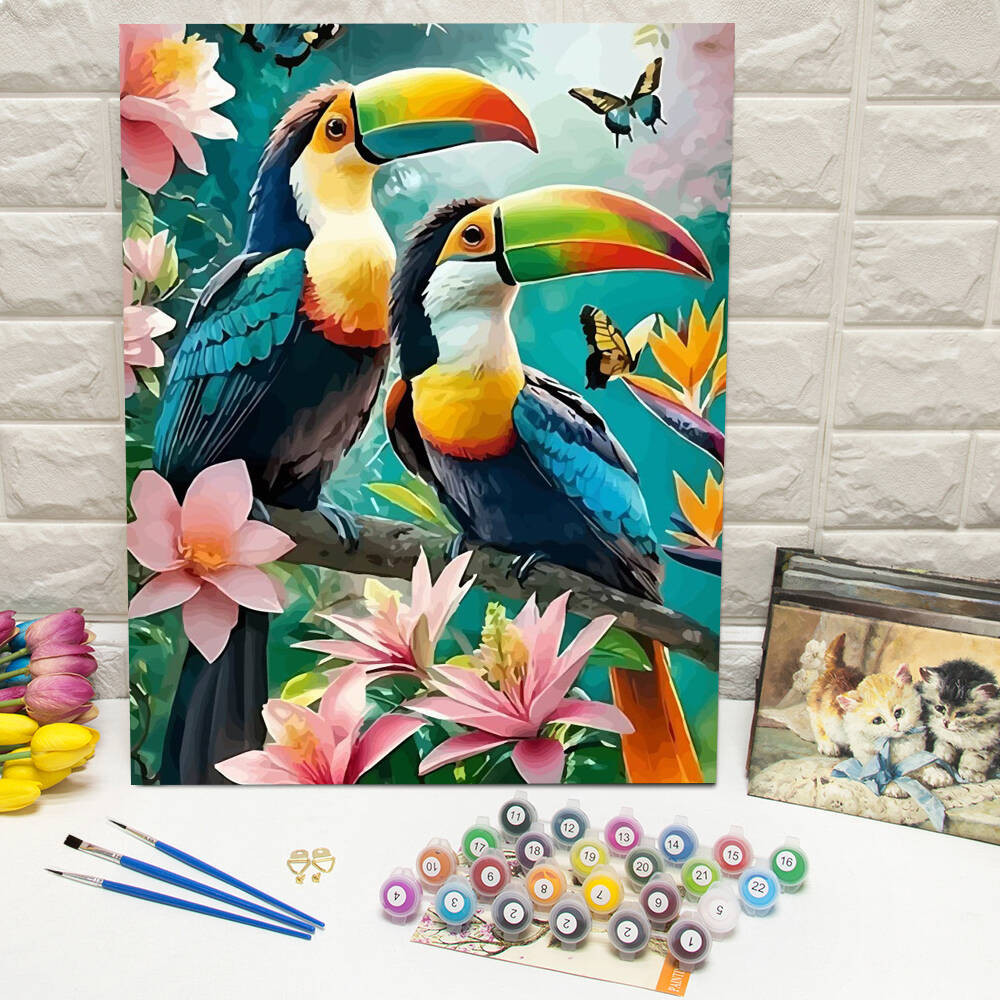 

Painting By Numbers Toucan Bird Animal DIY Digital Oil Painting Flower No Frame Picture Artcraft On Canvas Wall Decor