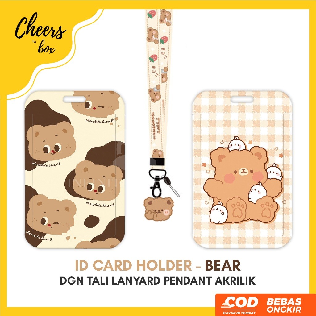 

BARU PROMO [N003] BEAR ID Card Holder Tali Lanyard Akrilik / Name Tag dengan Tali Hp Pendant Akrilik Beruang hh-1