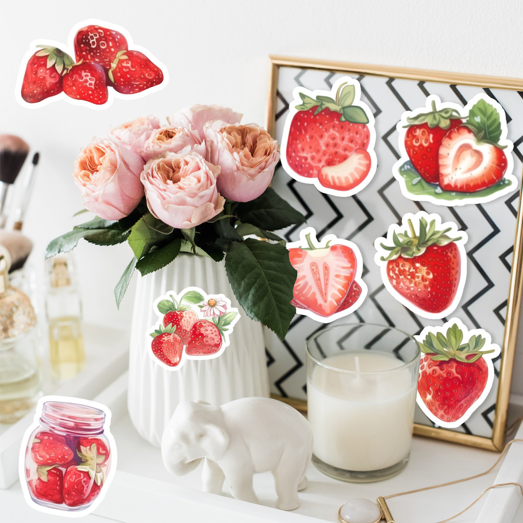 

40pcs, Boxed Stickers Strawberry Cheese Creative Hand Account Item Decoration Special-shaped Sealing Stickers