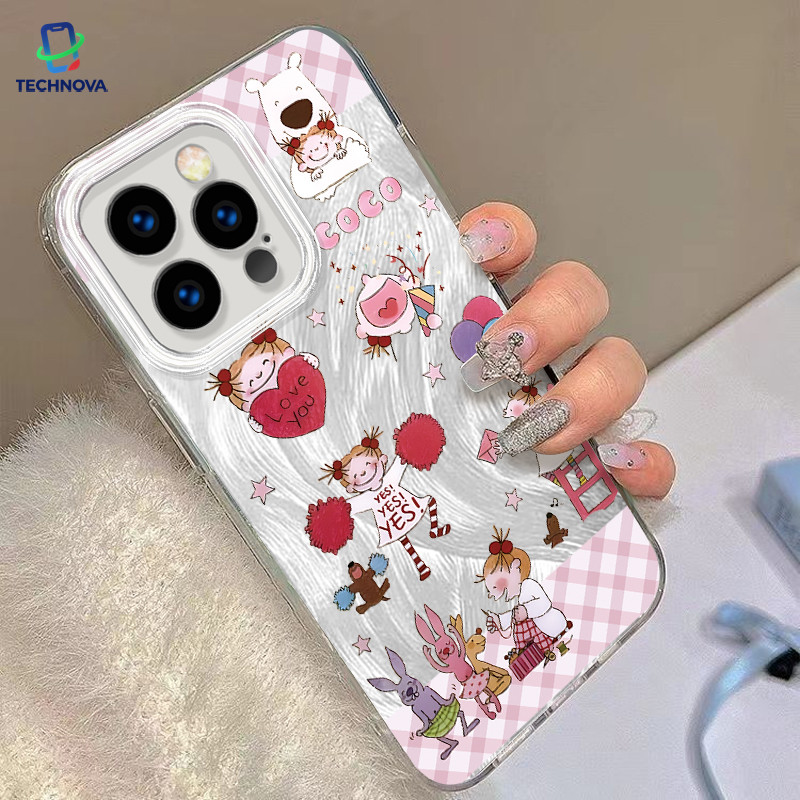 Casing IPhone Gadis Berlian IMD Feather Sa Case Fashion Cocok untuk iPhone 11 12 13 14 15 16 Pro Max