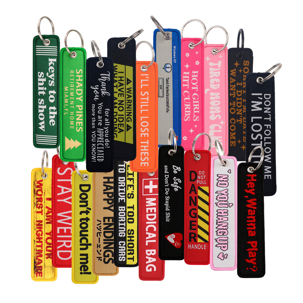 

Quote Serises Embroidered Key Cool Quotation Man KeyTag Keychain for Car Motorcycles Keyring Holder Jewelry Accessories Gift 1pc