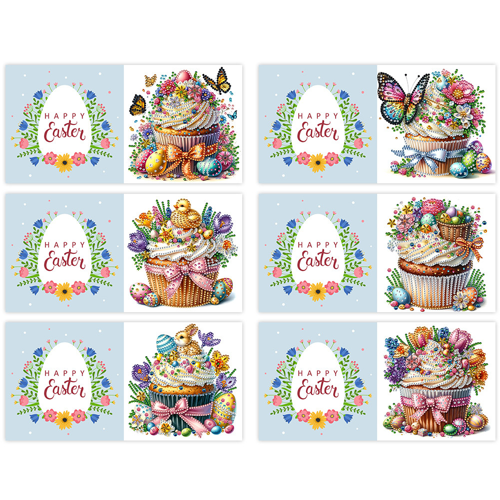 

6pcs DIY Diamond Painting Greeting Card Set Rhinestone Diamond Art Mosaic Postcards for Birthdays Thanksgiving and Holidays