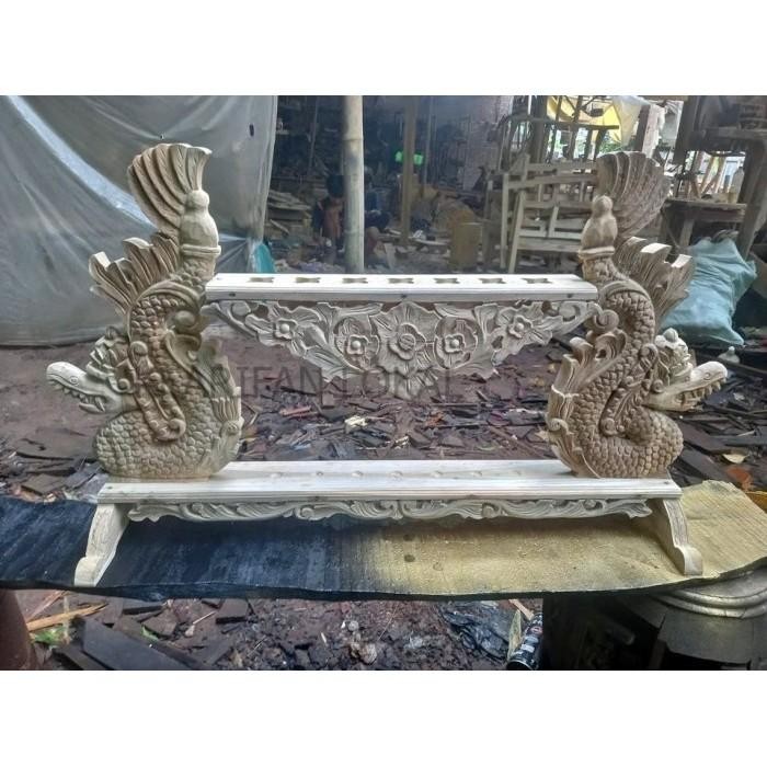 jagrak keris jati naga kembar isi 5 besar ukiran bunga dan risplang lung lungan garap alus KF4365 xc