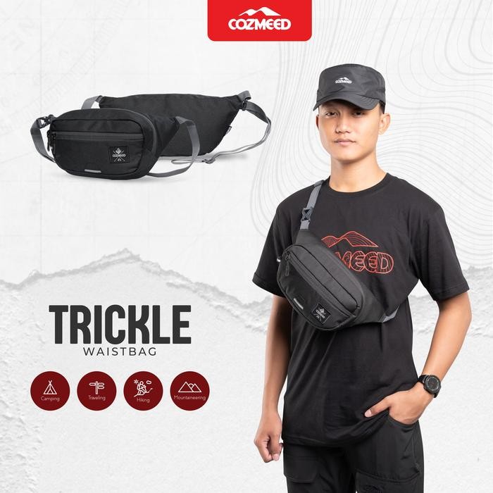 Cozmeed Waist Bag Tas Pinggang Selempang Pria Trickle New Hitam Waistbag - Hitam