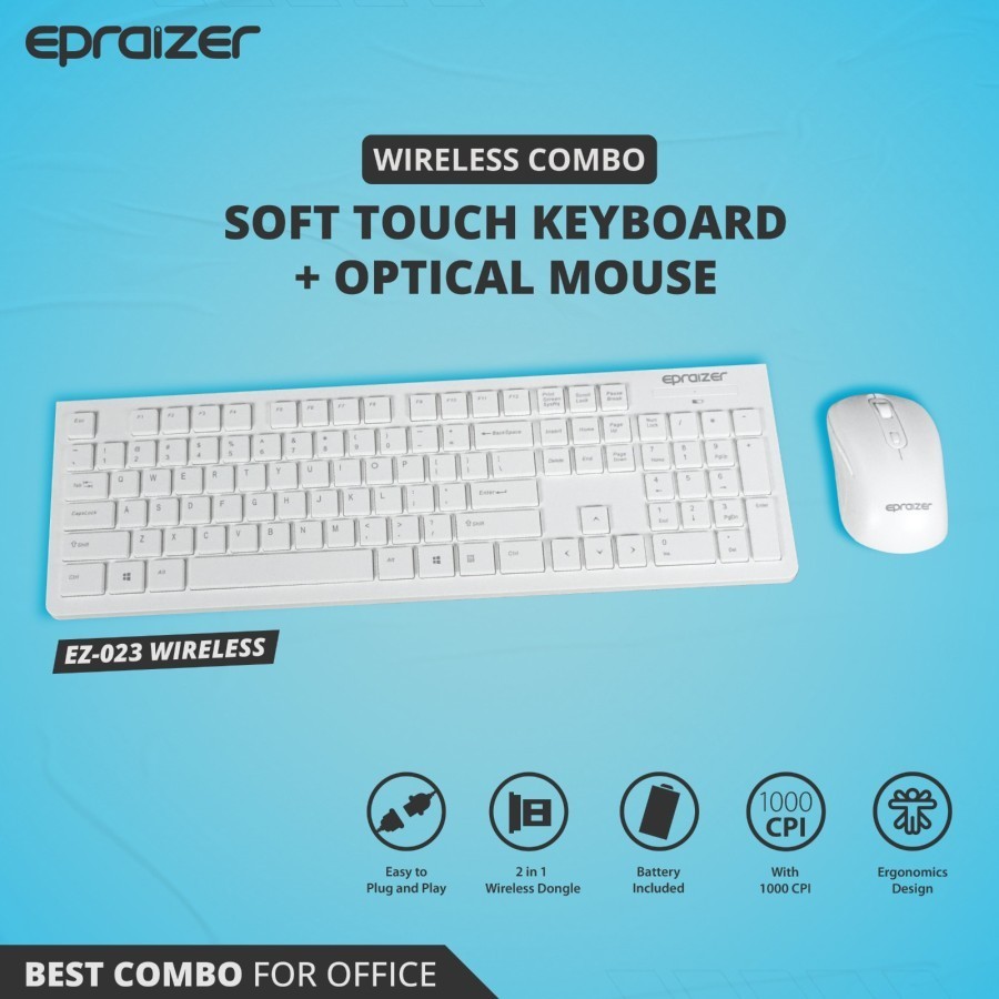 Keyboard Mouse Wireless Combo Epraizer EZ-023 Black / White EZ 023