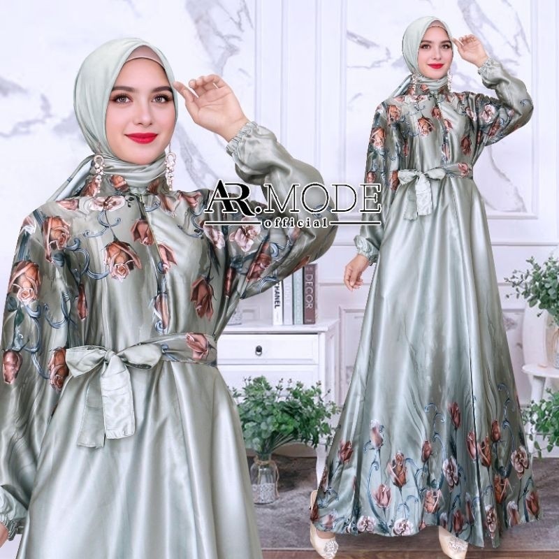 Gamis SET HIJAB Segi Empat Silk Allsize dan Jumbo