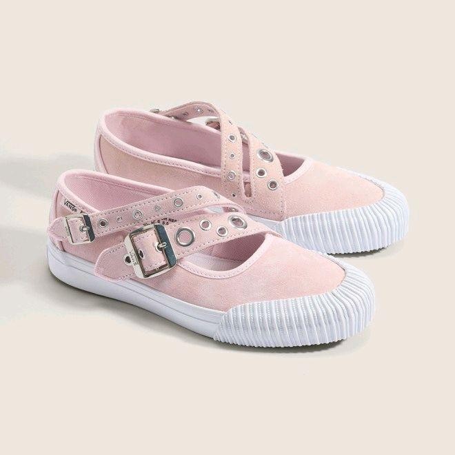 VANS SLIP ON MARY JANE STRAPS METAL PASTEL PINK ORIGINAL Shoes Flat Wanita Perempuan Cewek - 36