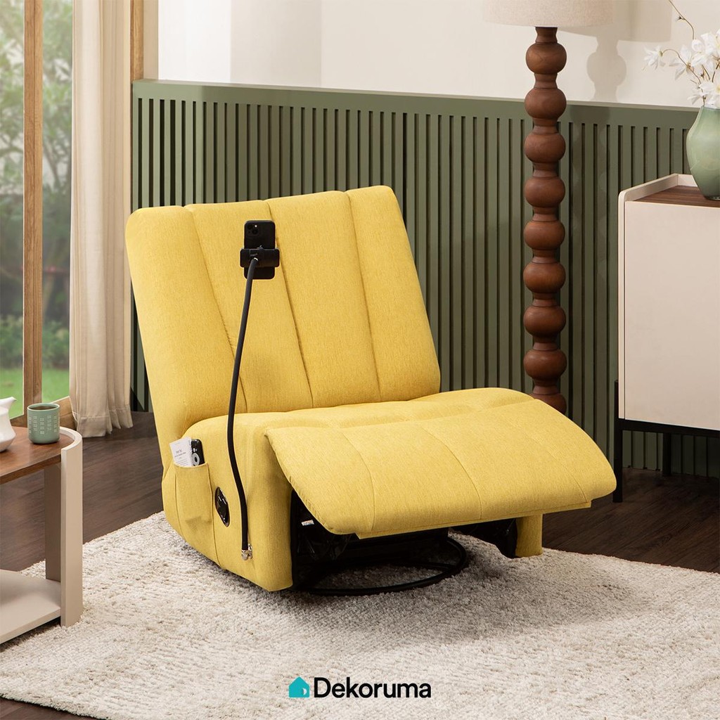 Dekoruma MACHI Sofa Recliner 1 Seater Multifungsi / Sofa Santai Kain Premium Fabric 1 Dudukan - Kuni