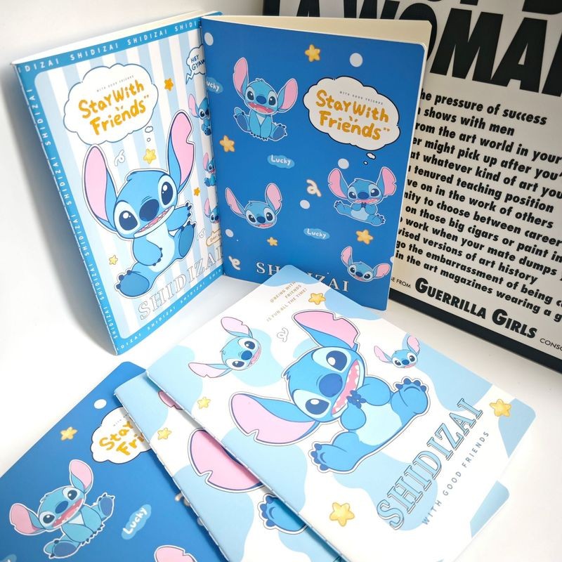 

4pcs Cute Cartoon Stitch Car Linebook Student Soft Surface A5 Notebook Notebook Horizontal Notebook Student Stationery Prize