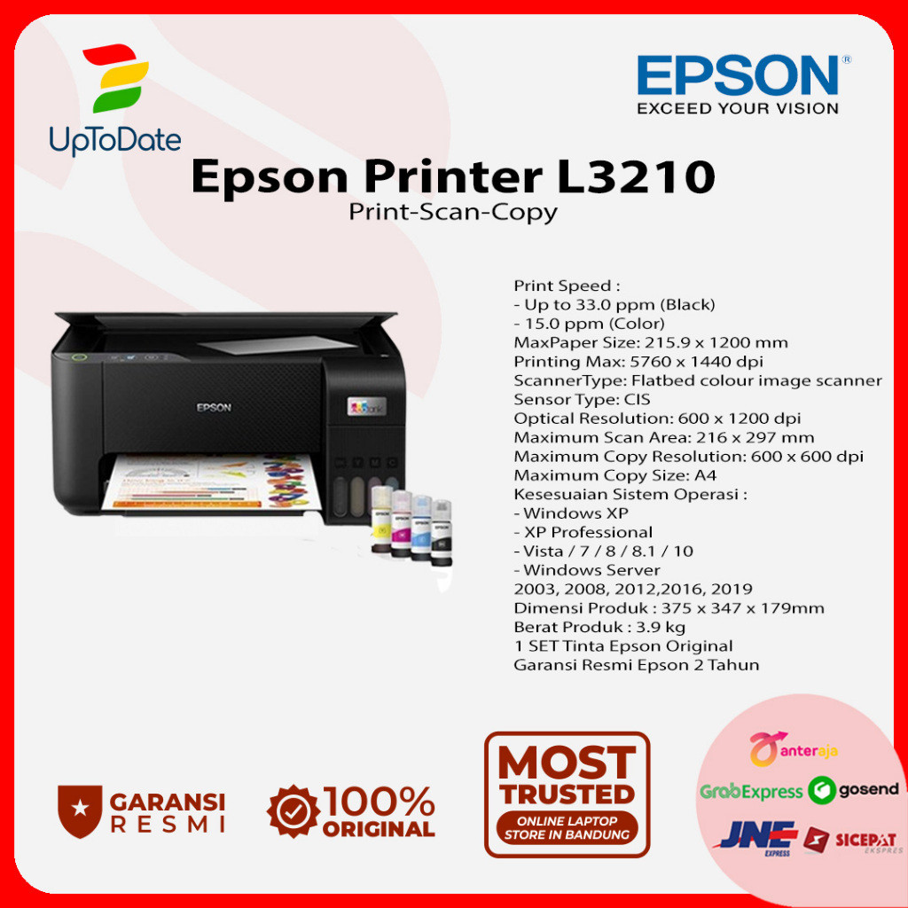 Printer Epson L3210 Print Scan Copy + Tinta Original