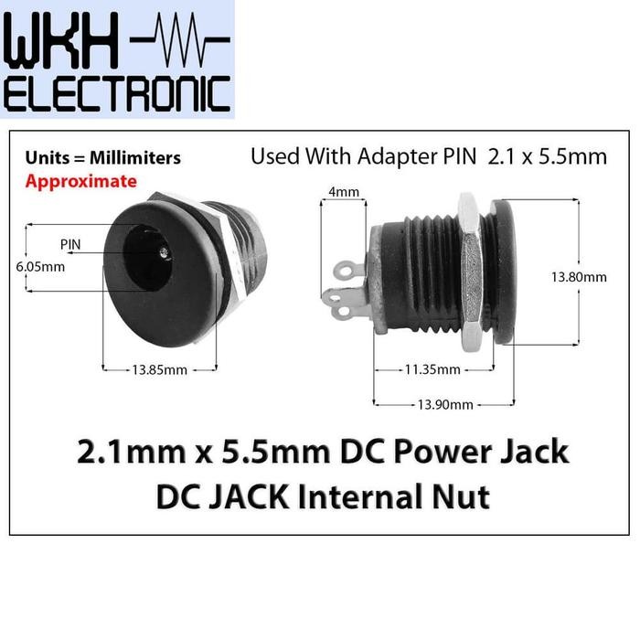 DV83... DC-022 Socket Female Jack DC Power jack 5.5mm x 2.1mm Mounting + Nut