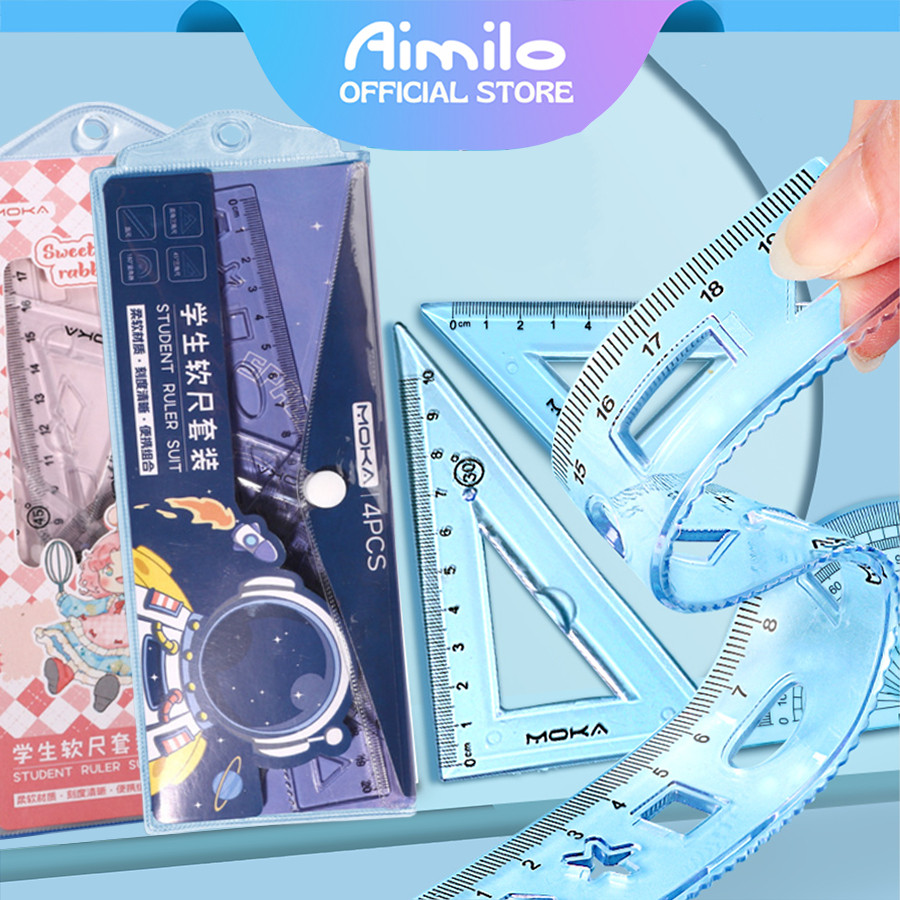 

[READY] Aimilo Penggaris Lucu 1 Set 4 Pcs Premium Ruler Dapat Ditekuk Tanpa Patah